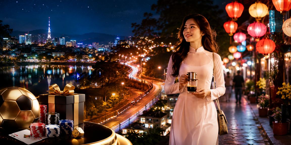 Người dùng xem phân tích kèo thể thao tại quán cà phê phong cách Đà Lạt buổi sáng