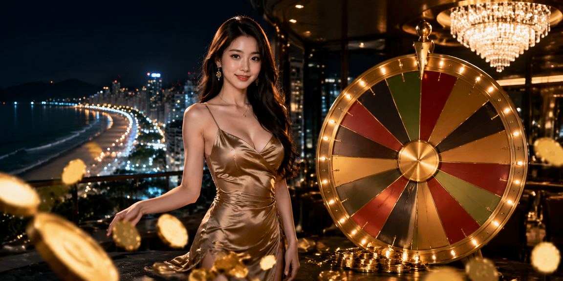 Bàn roulette ảo được chơi tại bãi biển Vũng Tàu trong buổi chiều hoàng hôn